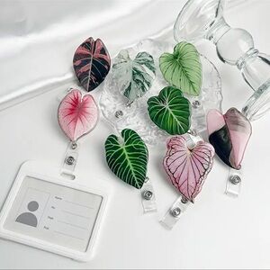 Tropical Plant Leaf Badge Reel Retractable. 7 colors to choose from! $10.00 EACH